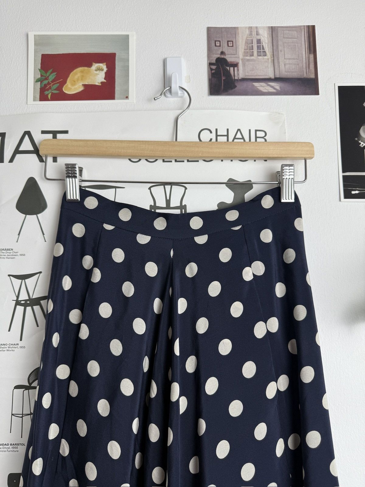 Designer × Jil Sander Vintage y2k Jil Sander polka dot navy silk skirt 36 S luxury Size 25" / US 0 / IT 36 - 3 Thumbnail