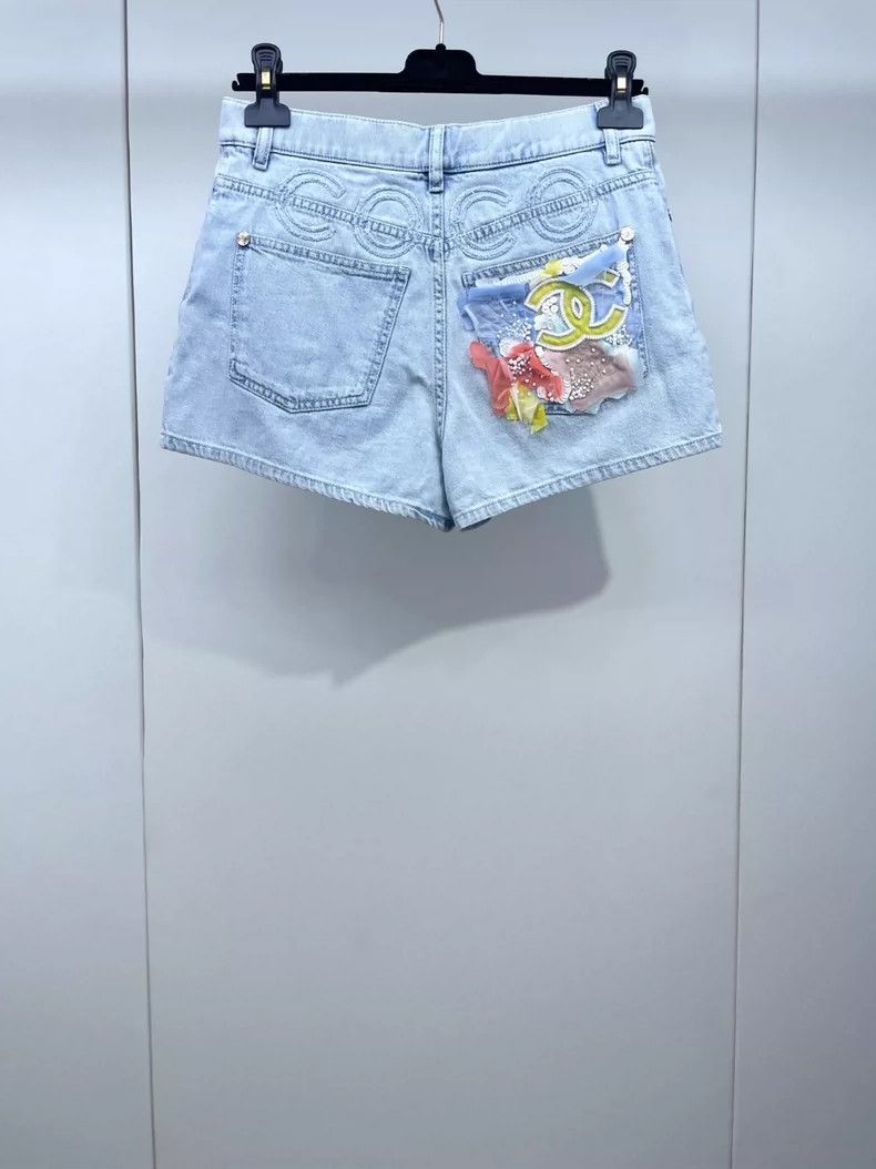 Chanel 21C light blue beaded pocket denim shorts 2504-Nexta