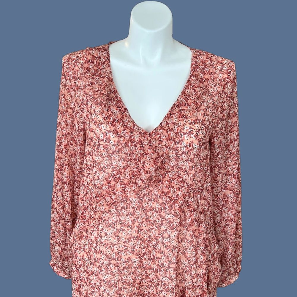 Anthropologie Anthropologie Maeve Orange Red Floral Large Wrap Maxi Dress Size L / US 10 / IT 46 - 1 Thumbnail