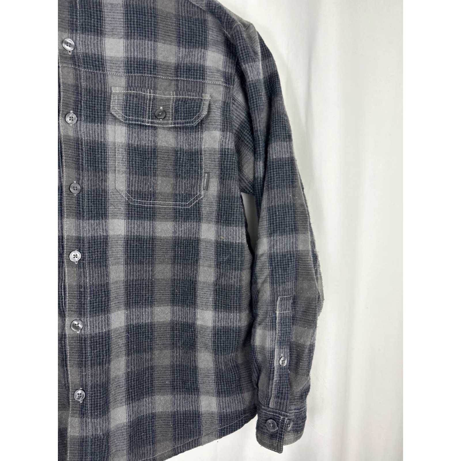 Vintage Columbia Shirt Mens Large Black Gray Plaid Flannel Button-Up Long Sleeve Size US L / EU 52-54 / 3 - 4 Thumbnail