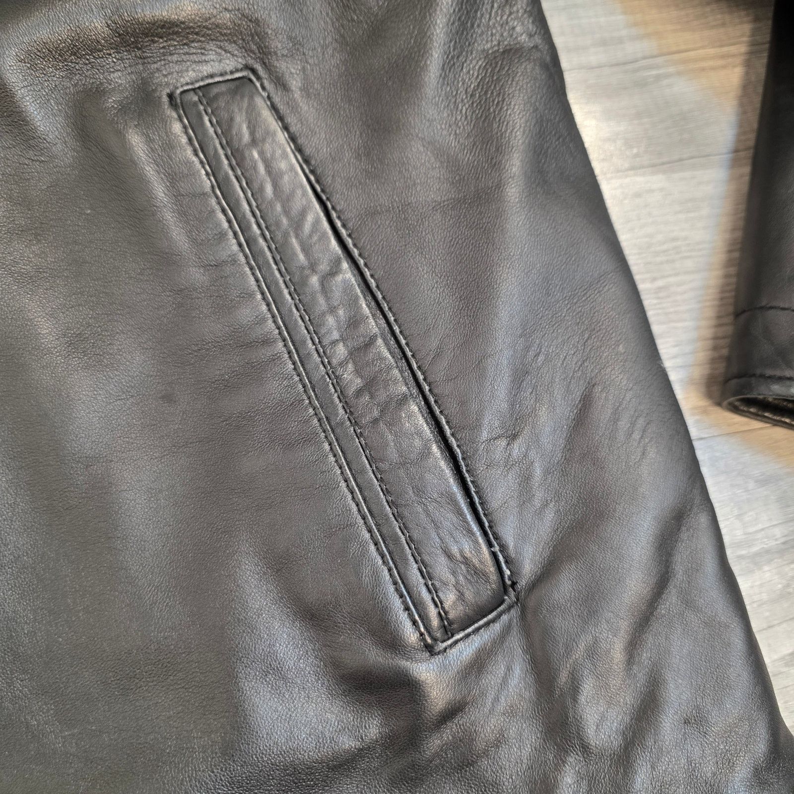 Perry Ellis Lambskin Leather Jacket Black Men's XL Lined Size US XL / EU 56 / 4 - 8 Thumbnail