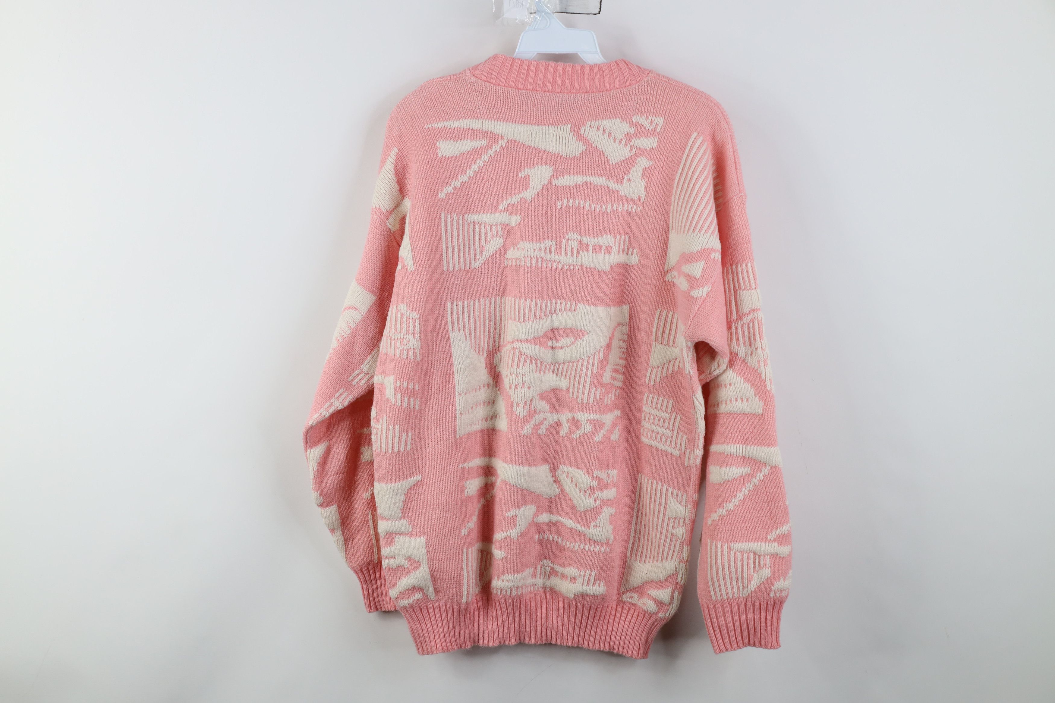 Vintage Vintage 90s Streetwear Ribbed Knit Crewneck Sweater Pink Size M / US 6-8 / IT 42-44 - 10 Thumbnail
