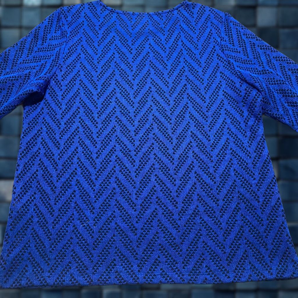 Vintage Chico's Womens Shirt Blue Geometric Long Sleeve Round Neck L Bohemian 90s? Size L / US 10 / IT 46 - 1 Thumbnail