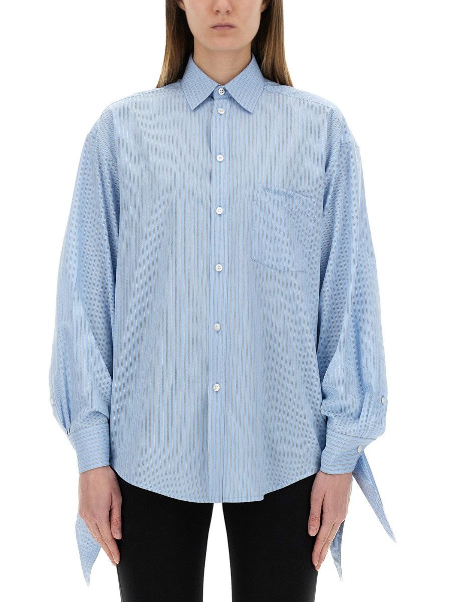 Balenciaga BALENCIAGA BLOUSE WITH KNOTTED CUFFS - BABY BLUE (NUMERIC 2) Size XS / US 0-2 / IT 36-38 - 1 Thumbnail