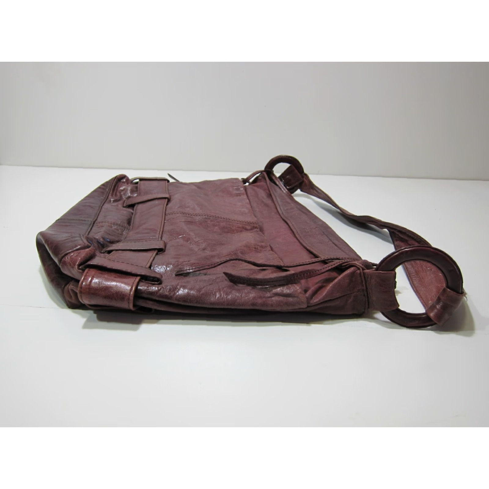 Vintage Latico Purple Mauve Silver 100% Leather Hobo Crossbody Shoulder Bag Purse Size ONE SIZE - 5 Thumbnail