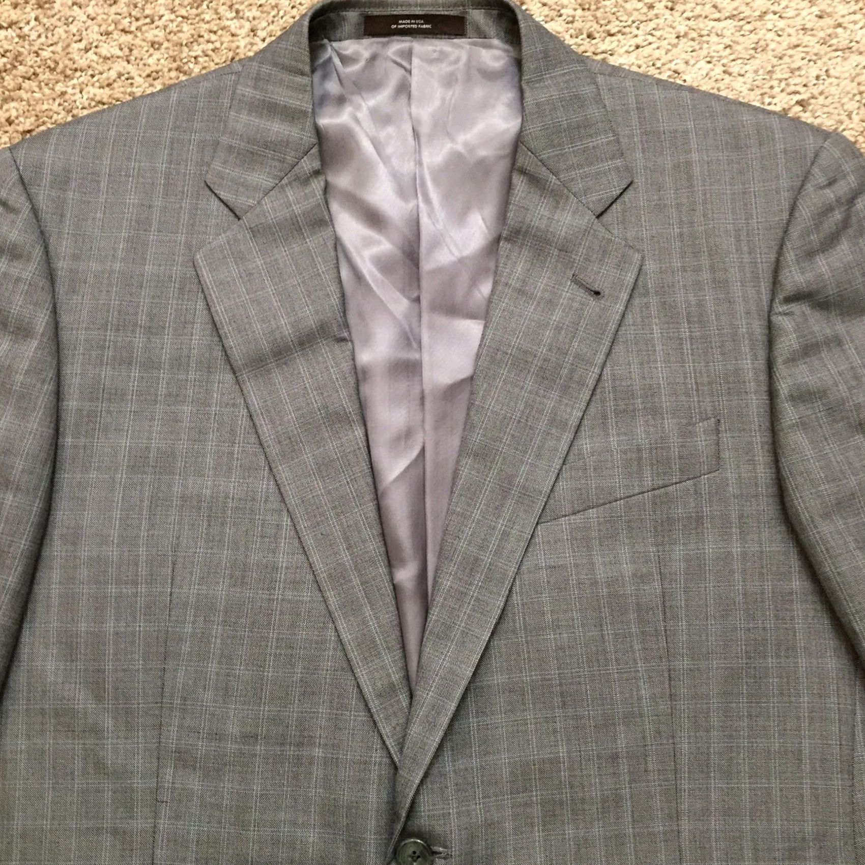 Joseph Abboud Joseph Abboud Blazer Mens 42R Gray Plaid Two-Button Wool Double-Vented Sport Coat Jacket Notch Lapel | Regular Fit | Gray Wool Blazer Mens 42R Size 42R - 2 Thumbnail