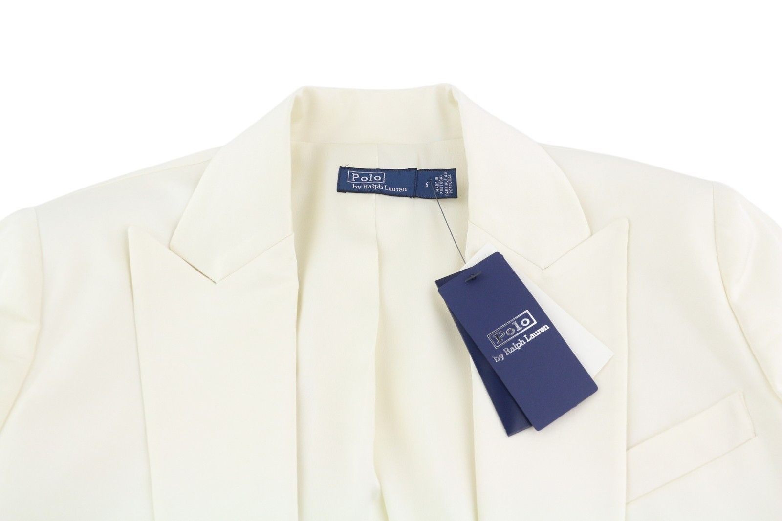 Polo Ralph Lauren S White Wool Blend Cropped Peak Lapel Blazer 84686 Size S / US 4 / IT 40 - 6 Thumbnail