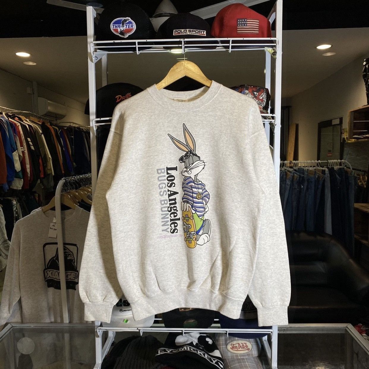 Warner Bros 90s Bugs Bunny Los Angeles Looney Tunes Skater Print Size US L / EU 52-54 / 3 - 1 Thumbnail