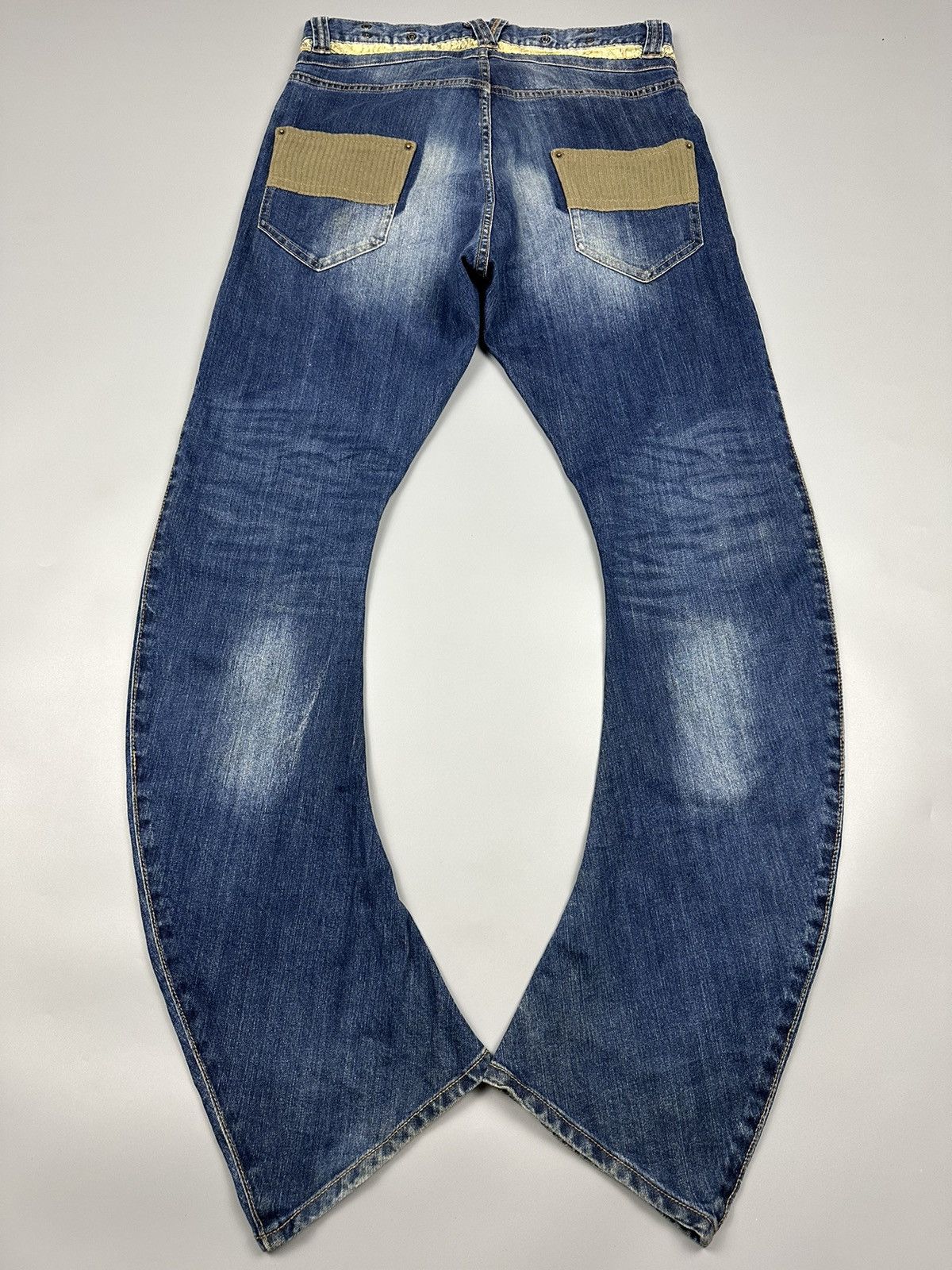 If Six Was Nine × PPFM Distressed PPFM Curve Leg Sashiko Boro Denim Size US 33 - 4 Thumbnail