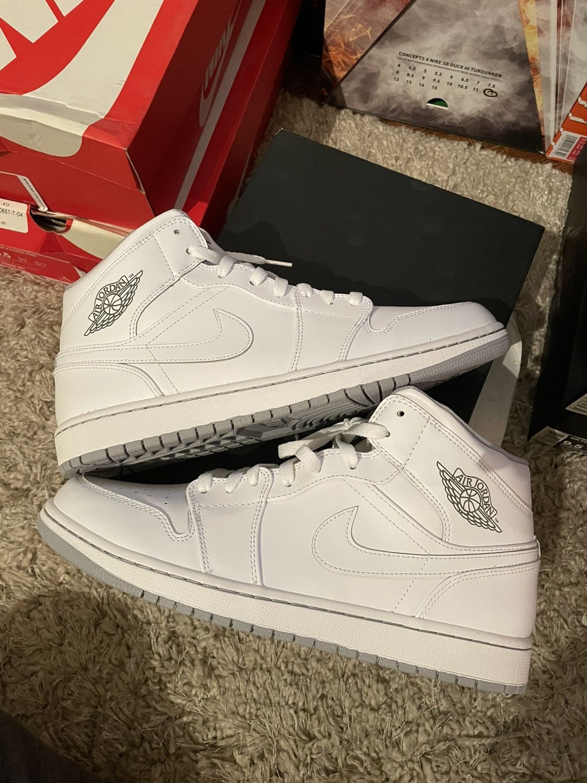 Jordan Brand Jordan 1 Mid White Wolf Grey Size US 11.5 / EU 44-45 - 2 Thumbnail