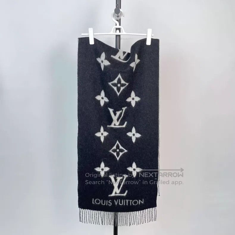 Louis Vuitton Louis Vuitton Black and grey full-printed cashmere double- Size ONE SIZE - 1 Thumbnail
