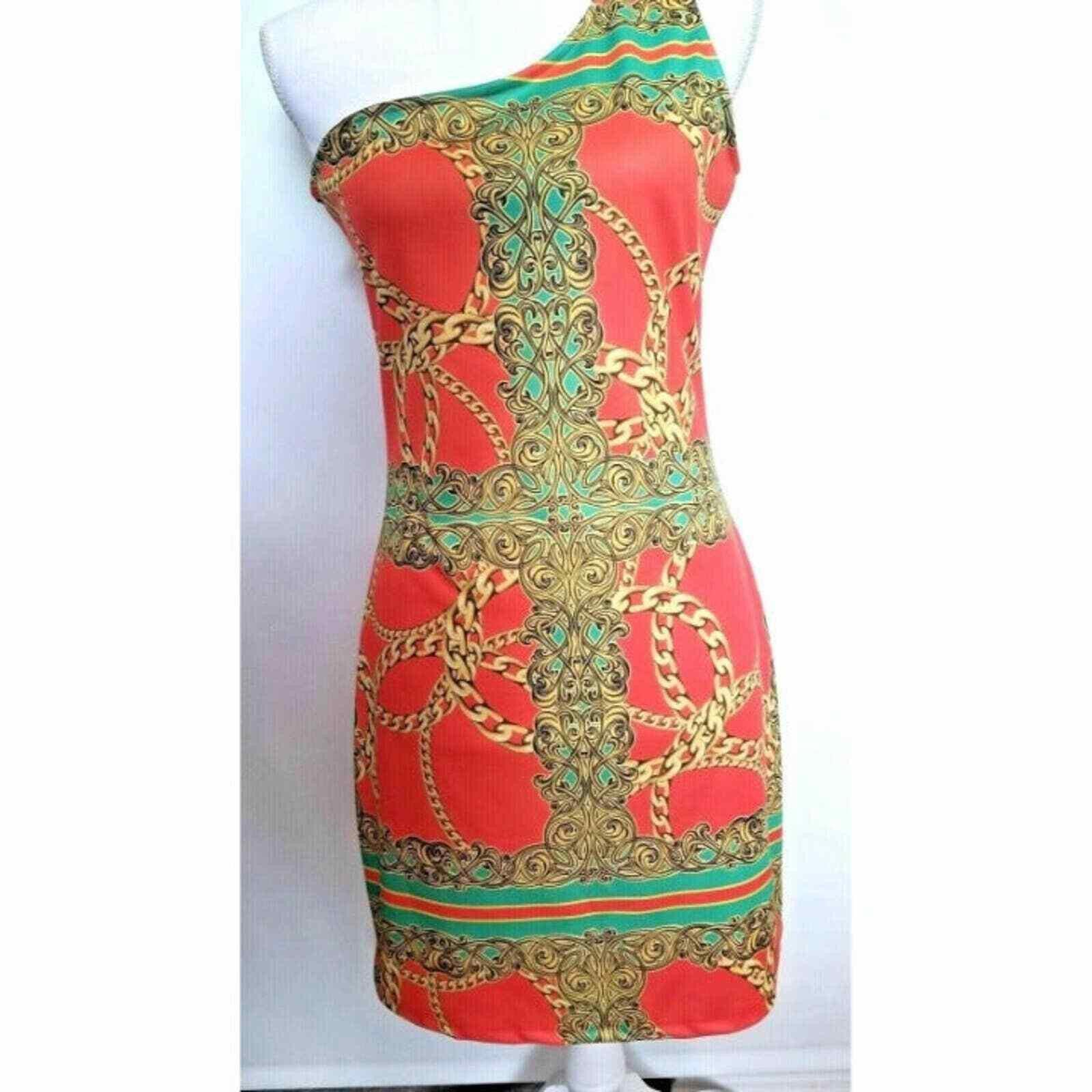 Other B Sharp Juniors Woman's Large L Dress Orange Chain Detailin Size L / US 10 / IT 46 - 8 Thumbnail