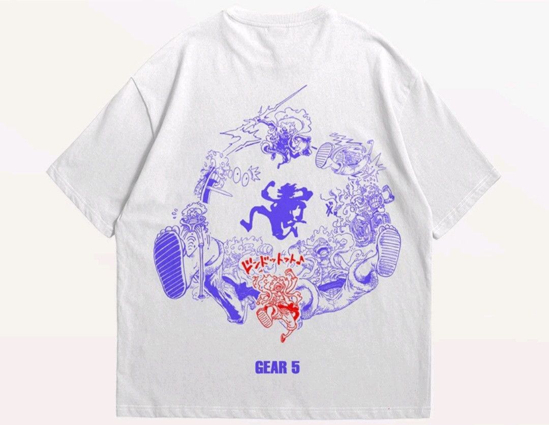 image of Rare One Piece Mugiwara Monkey D Luffy Mode Nika Gear 5Th in White, Men's (Size XL)