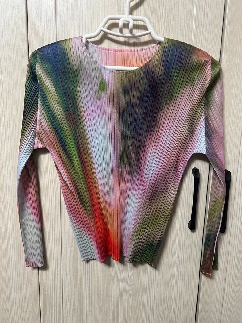 Issey Miyake Issey Miyake Pink and green color-blocked pleated top Size XS / US 0-2 / IT 36-38 - 1 Thumbnail