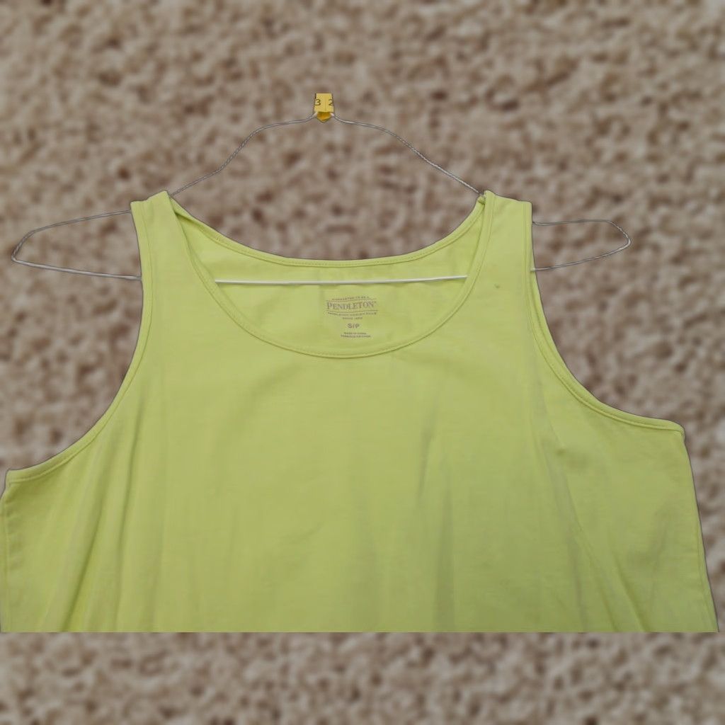 Pendleton Pendleton Women's Tank Top S Yellow Cotton Blend Sleeveless Round Neck Solid Stretch Shirt Size S / US 4 / IT 40 - 1 Thumbnail