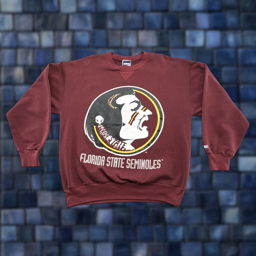 Vintage VINTAGE Florida State University Seminoles Sweatshirt Large USA 90s Wolf Pullover Men Red Logo Raglan Sleeve 50/50 Cotton Polyester Crew Neck Football Size US L / EU 52-54 / 3 - 1 Thumbnail