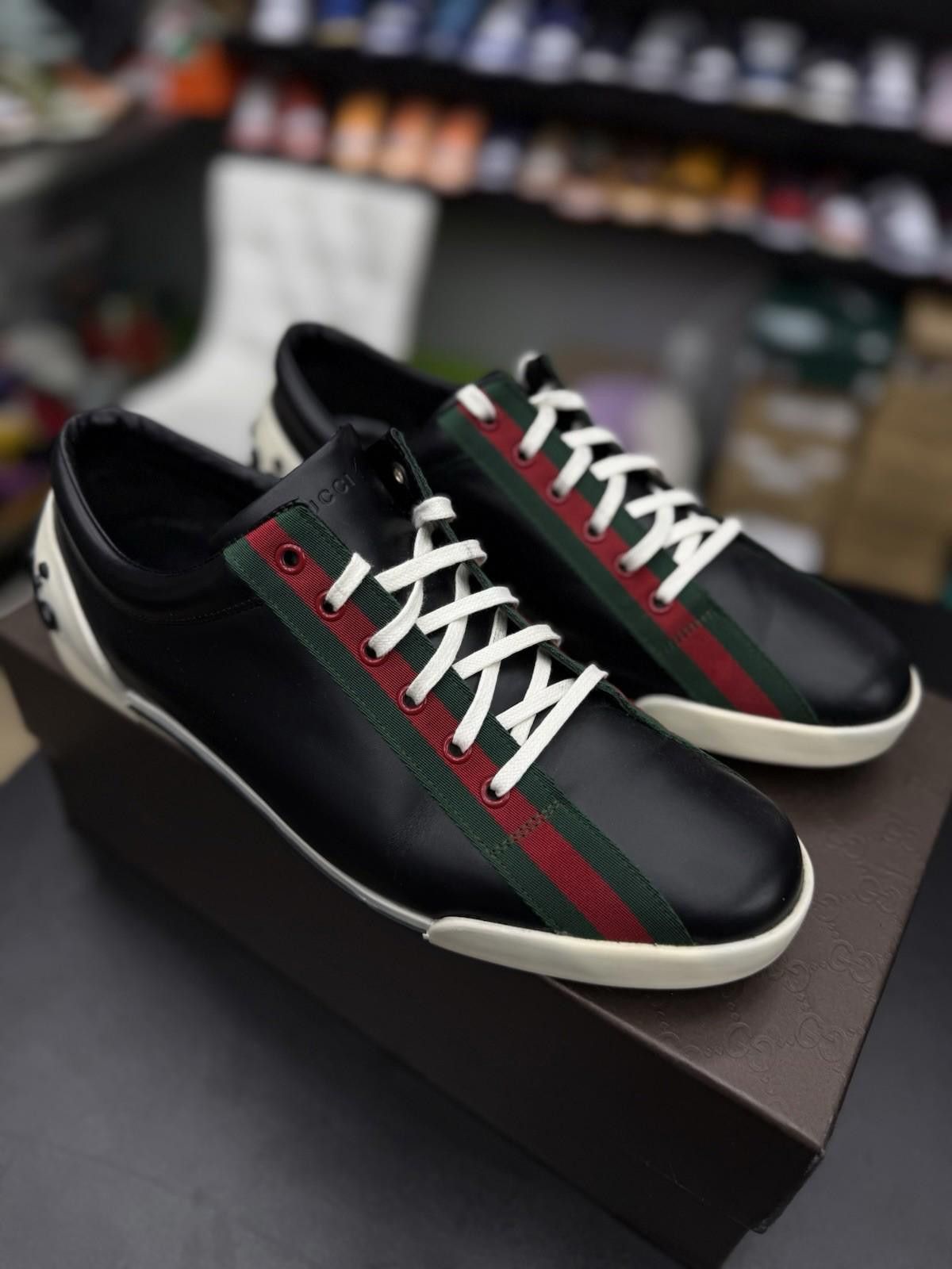 Gucci GUCCi Boulevard Black Leather Web Sneakers Gucci 9.5G/10US Size US 10 / EU 43 - 2 Thumbnail