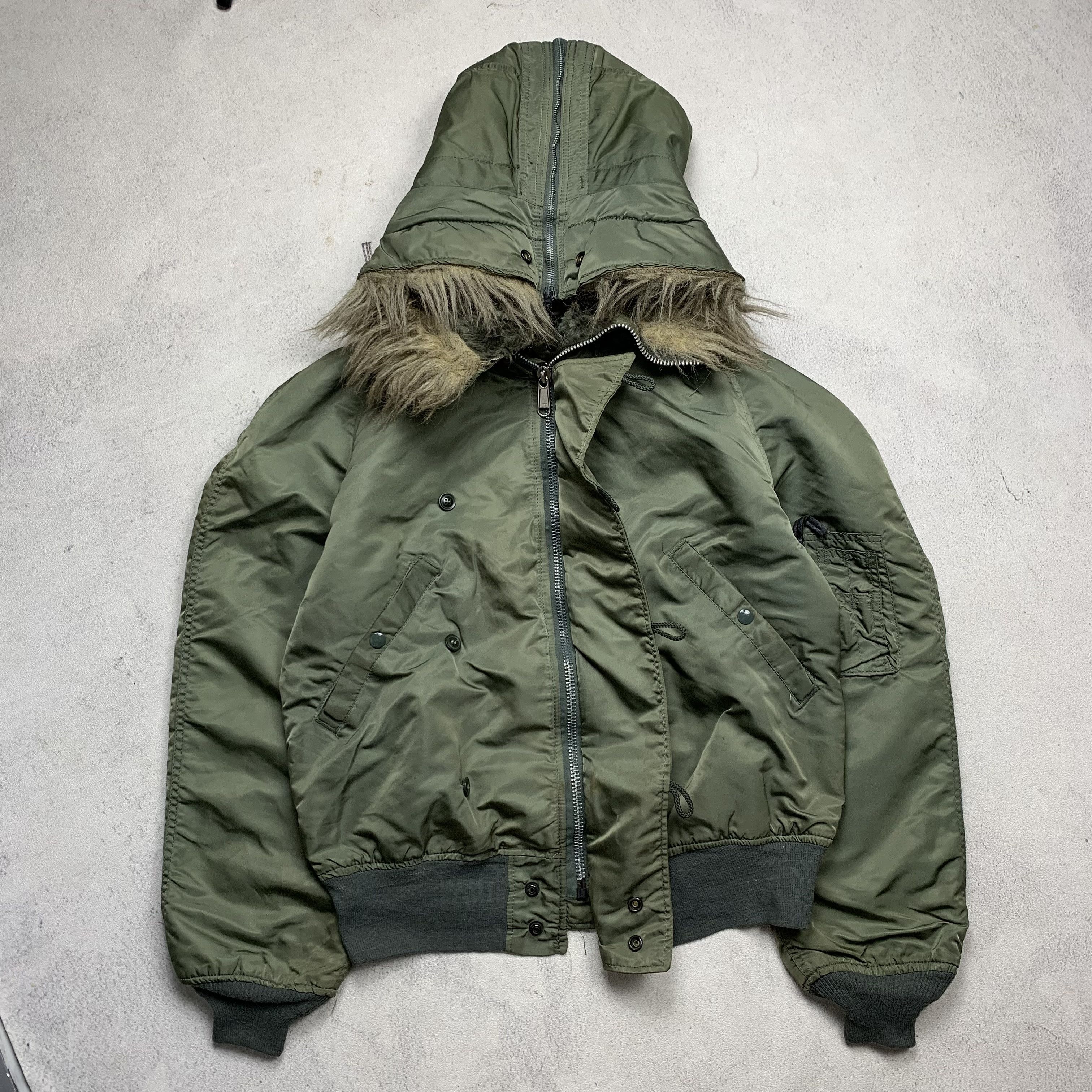 Vintage Alpha Industries N2B Faux Fur Bomber Jacket