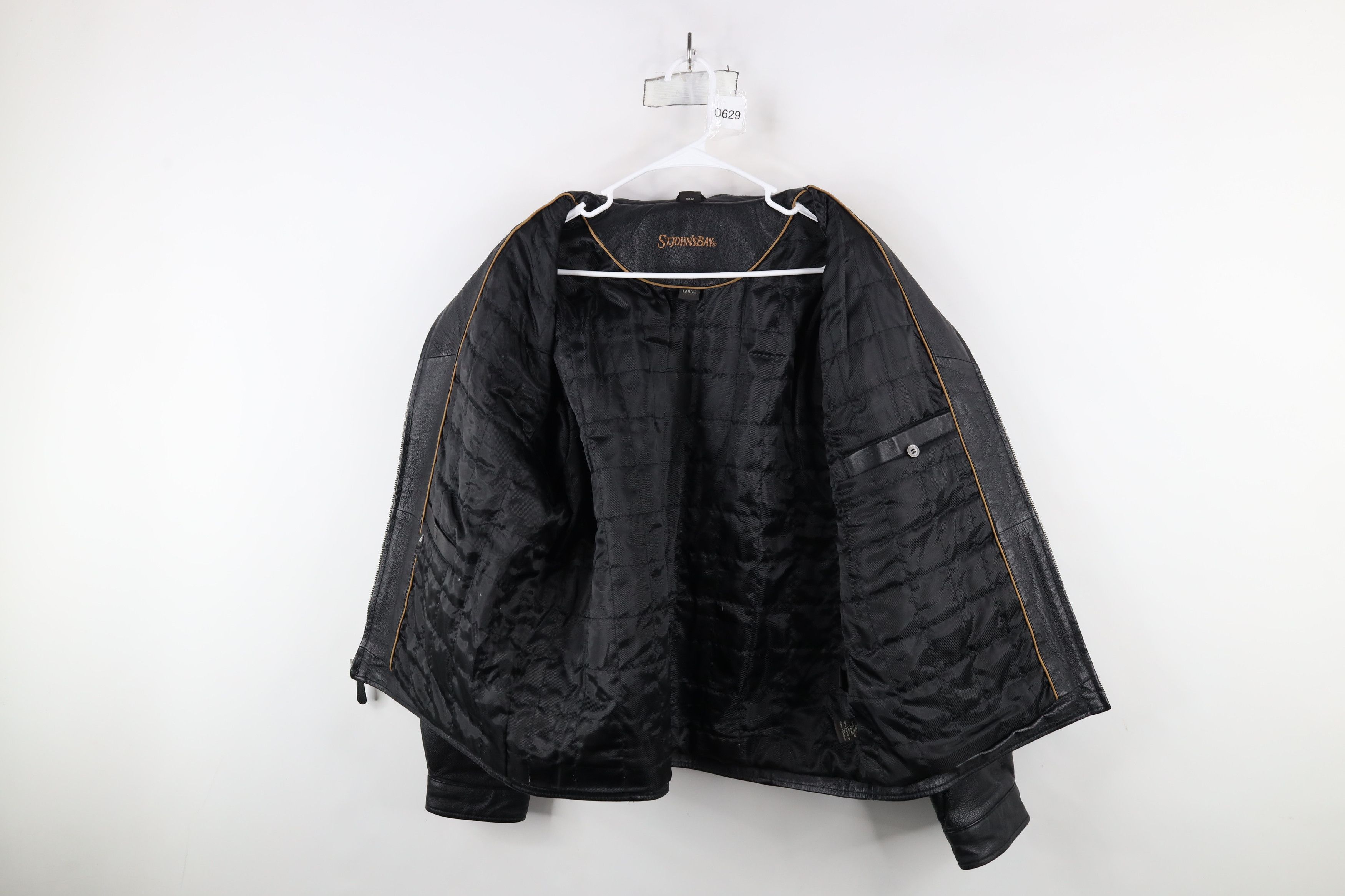 Vintage Vintage 90s Streetwear Quilted Leather Bomber Jacket Black Size US L / EU 52-54 / 3 - 9 Thumbnail