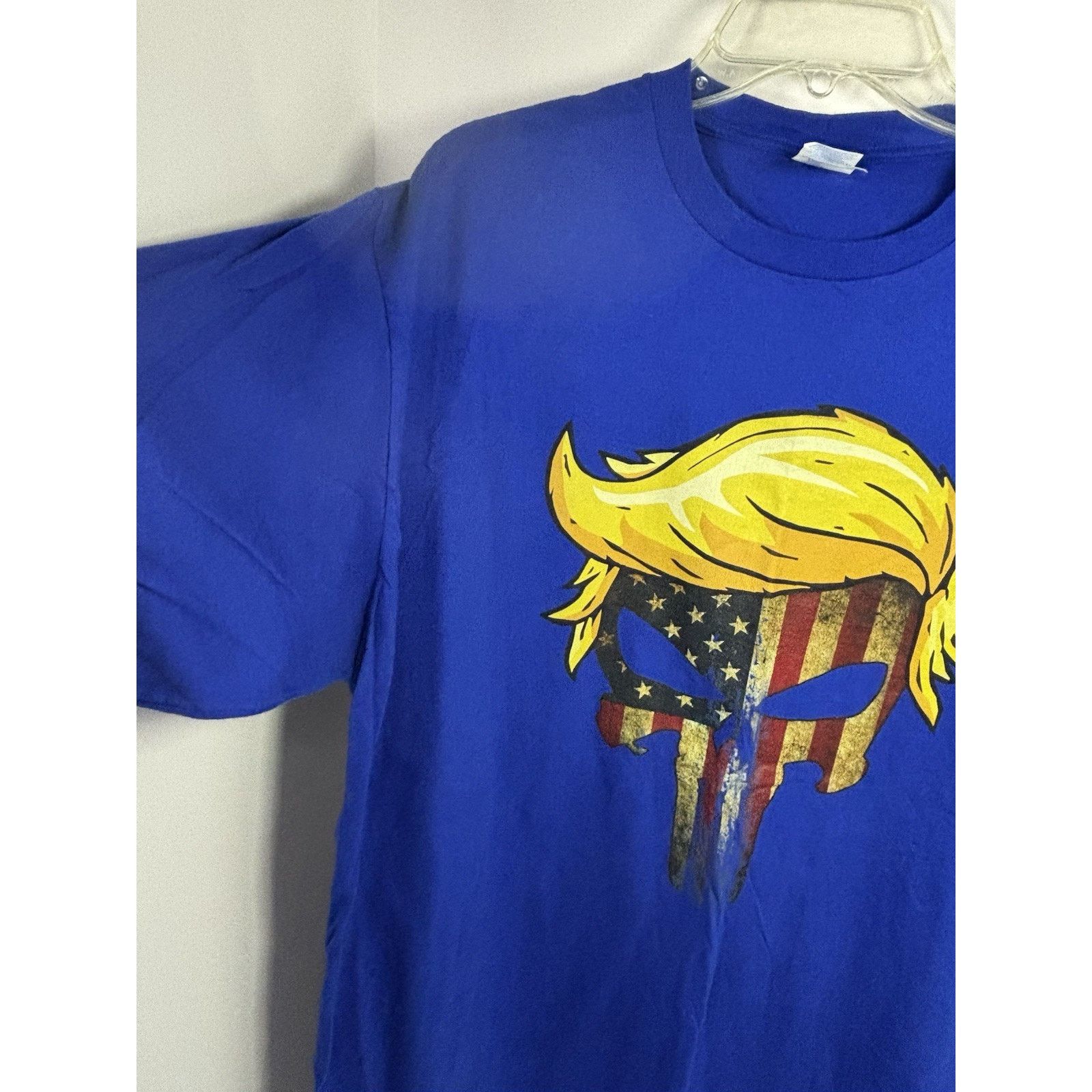 The Unbranded Brand Trump Punisher Skull Tee 2XL Blue USA Flag Hair Graphic Size US XXL / EU 58 / 5 - 10 Thumbnail