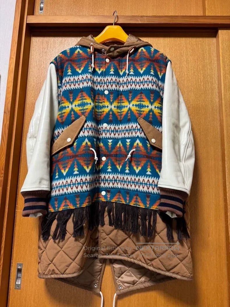 Junya Watanabe Junya Watanabe Leather pattern fringed hooded coat Size US XS / EU 42 / 0 - 2 Thumbnail