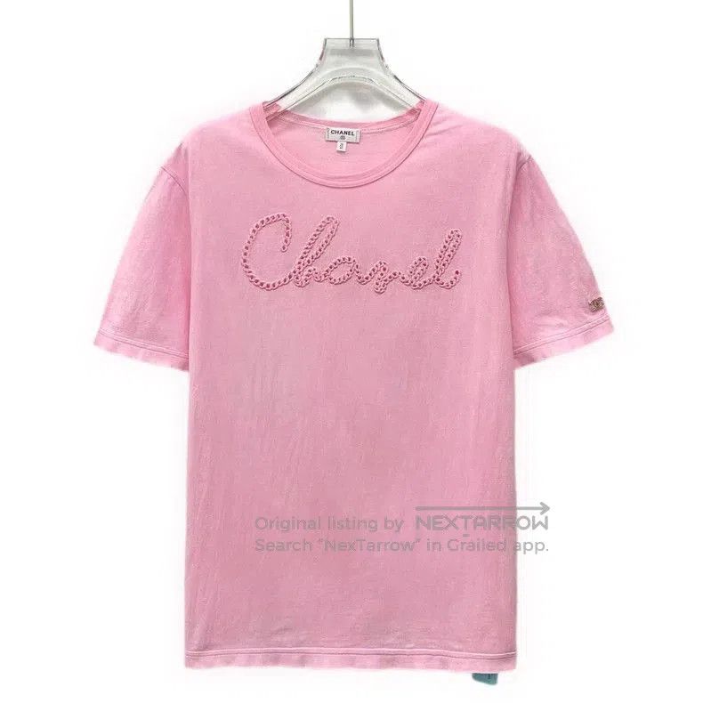 Chanel Chanel Pink Logo Embellished Short Sleeve T. Size XS / US 0-2 / IT 36-38 - 1 Thumbnail