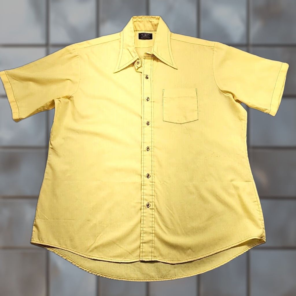 Penn VINTAGE TownCraft Penn Prest Shirt Mens XL 17.5 Long Sleeve Yellow 70s 80s Shirt Mens XL Yellow 70s 80s Size US XL / EU 56 / 4 - 1 Thumbnail