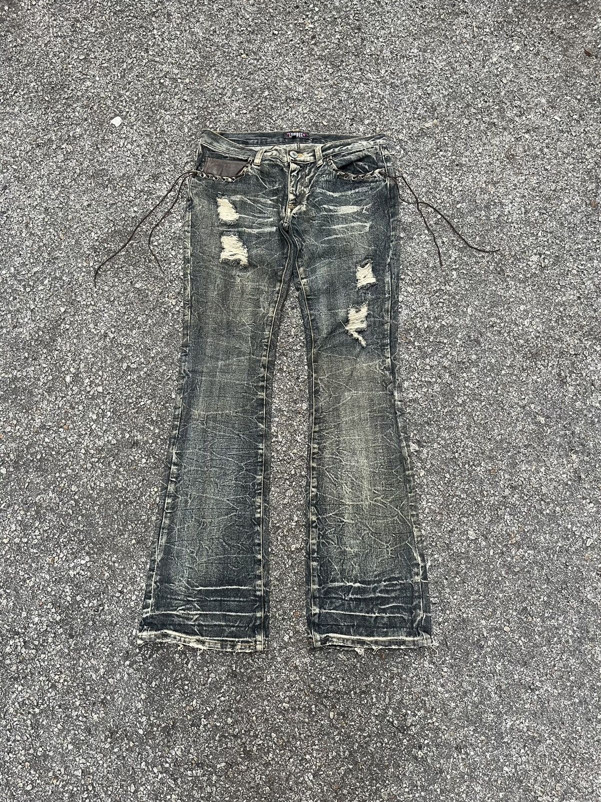 Flare Jeans Lowbox Distressed Boot Cut Low Rise Denim