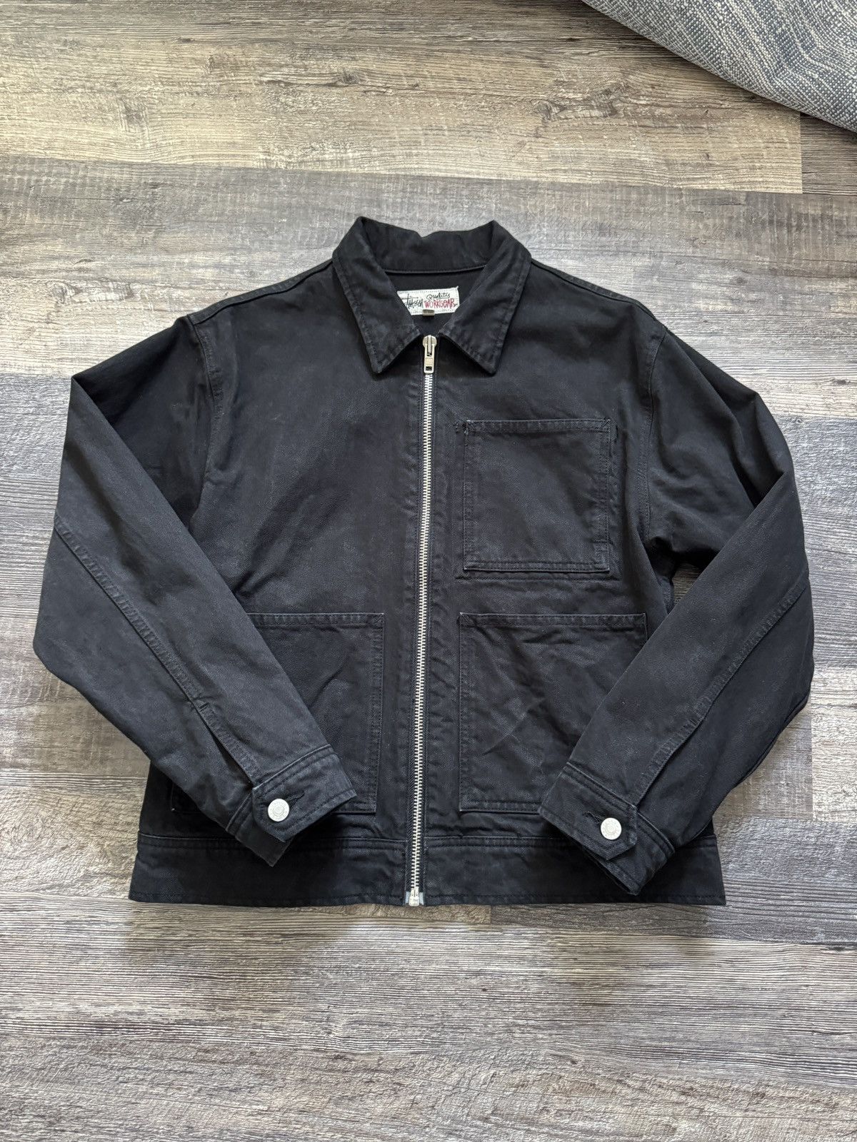 Stussy × Vintage Stüssy HO23 Zip Work Jacket “Black” Size XLarge