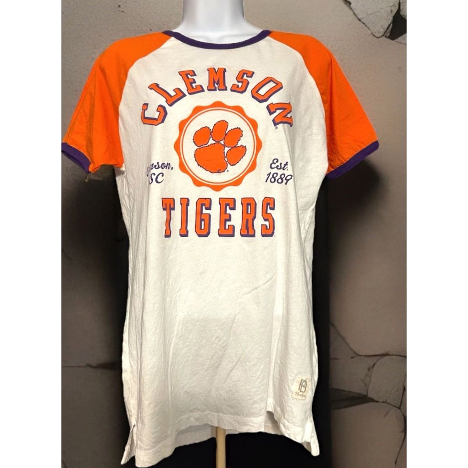 Vintage VINTAGE Clemson University Tigers Ringer Shirt Women Medium White Orange Press Box Size M / US 6-8 / IT 42-44 - 4 Thumbnail