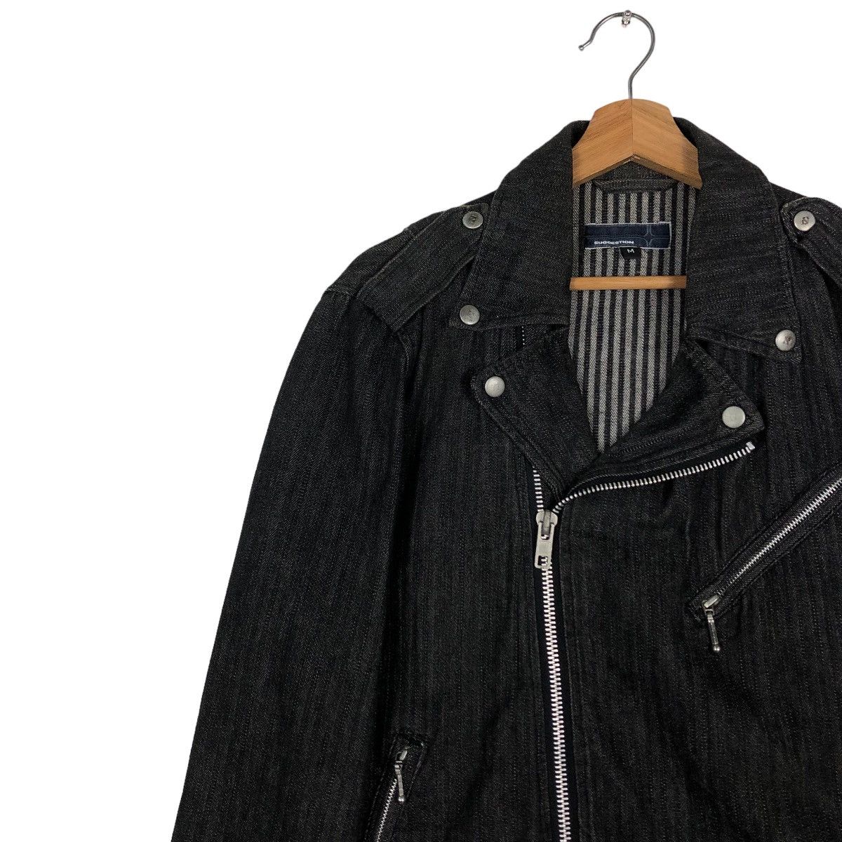Japanese Brand Biker Jacket Bondage Double Breast Suggestion Japan Striped Size US M / EU 48-50 / 2 - 7 Thumbnail