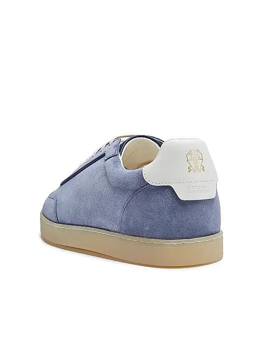 Brunello Cucinelli os11x0226 Suede Low-Top Sneakers In Blue Size US 6 / EU 39 - 3 Thumbnail