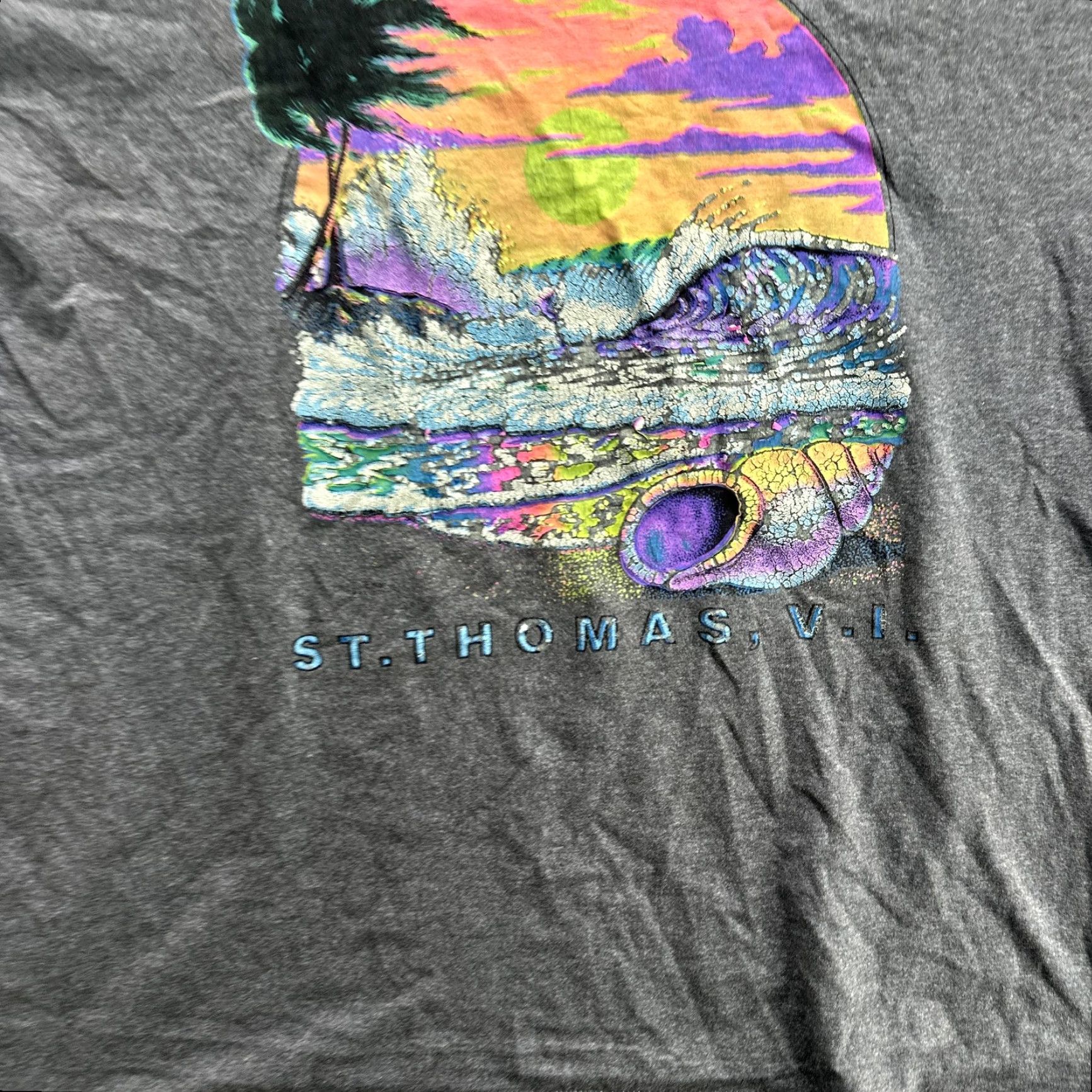Hanes VINTAGE Hanes Fifty-Fifty Shirt Mens Large Gray St Thomas VI Graphic Made USA Size US L / EU 52-54 / 3 - 5 Thumbnail