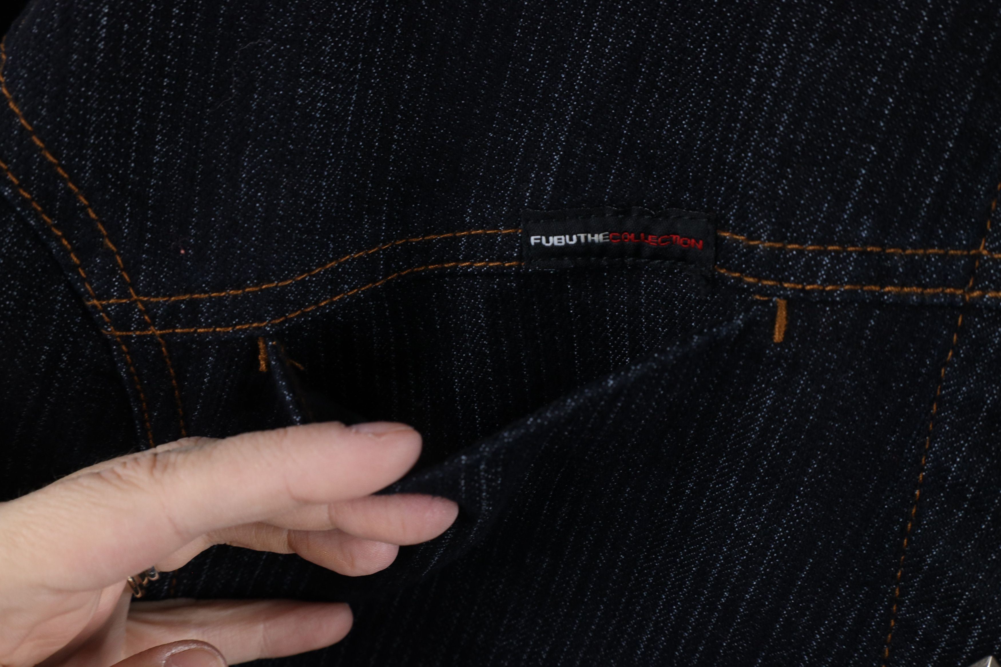 Fubu × Vintage Vintage FUBU Diamond Studded Striped Denim Trucker Jacket Size XXL / US 16-18 / IT 52-54 - 14 Thumbnail