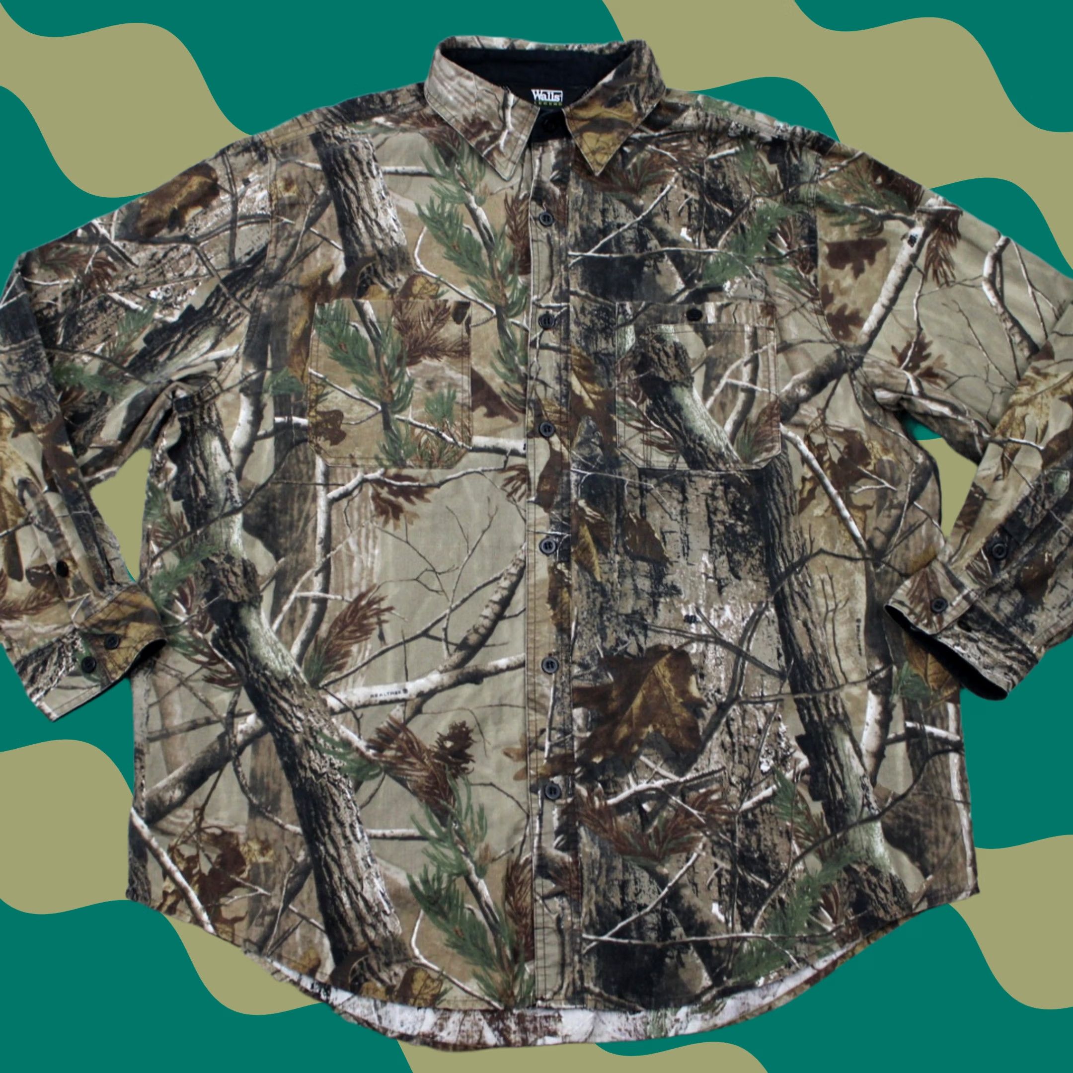 Walls Walls Camo Shirt Mens 2XL XXL Green Camouflage L/S Button-Up Hunting Shirt Size US XXL / EU 58 / 5 - 1 Thumbnail