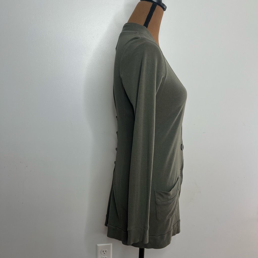 Derek Rose Pink Rose, Olive Green Button Front Cardigan, Button Cinched Size S / US 4 / IT 40 - 4 Thumbnail