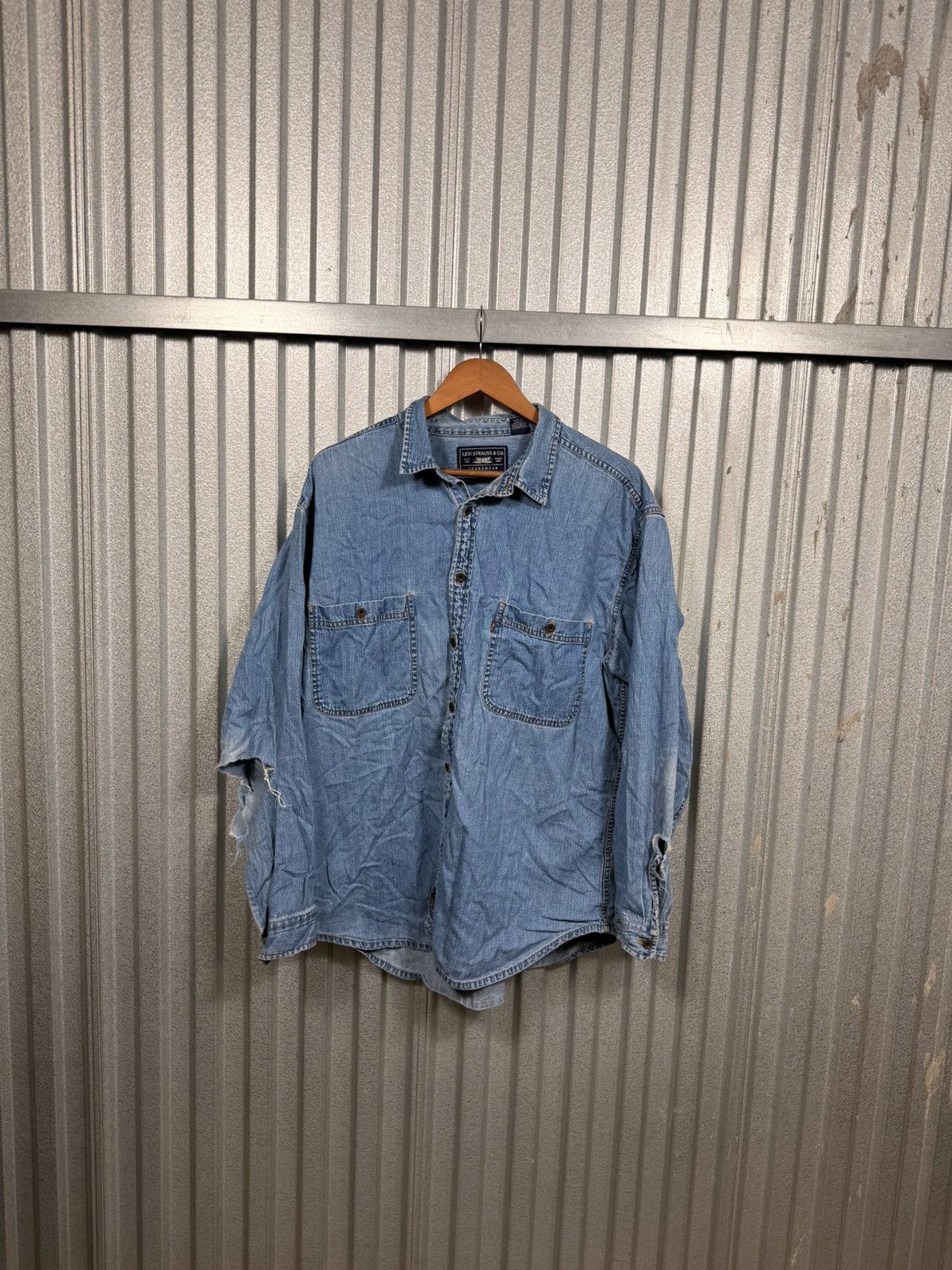 Levi's Vintage Distressed Levis Denim Western Button Up Shirt Size US XL / EU 56 / 4 - 3 Thumbnail