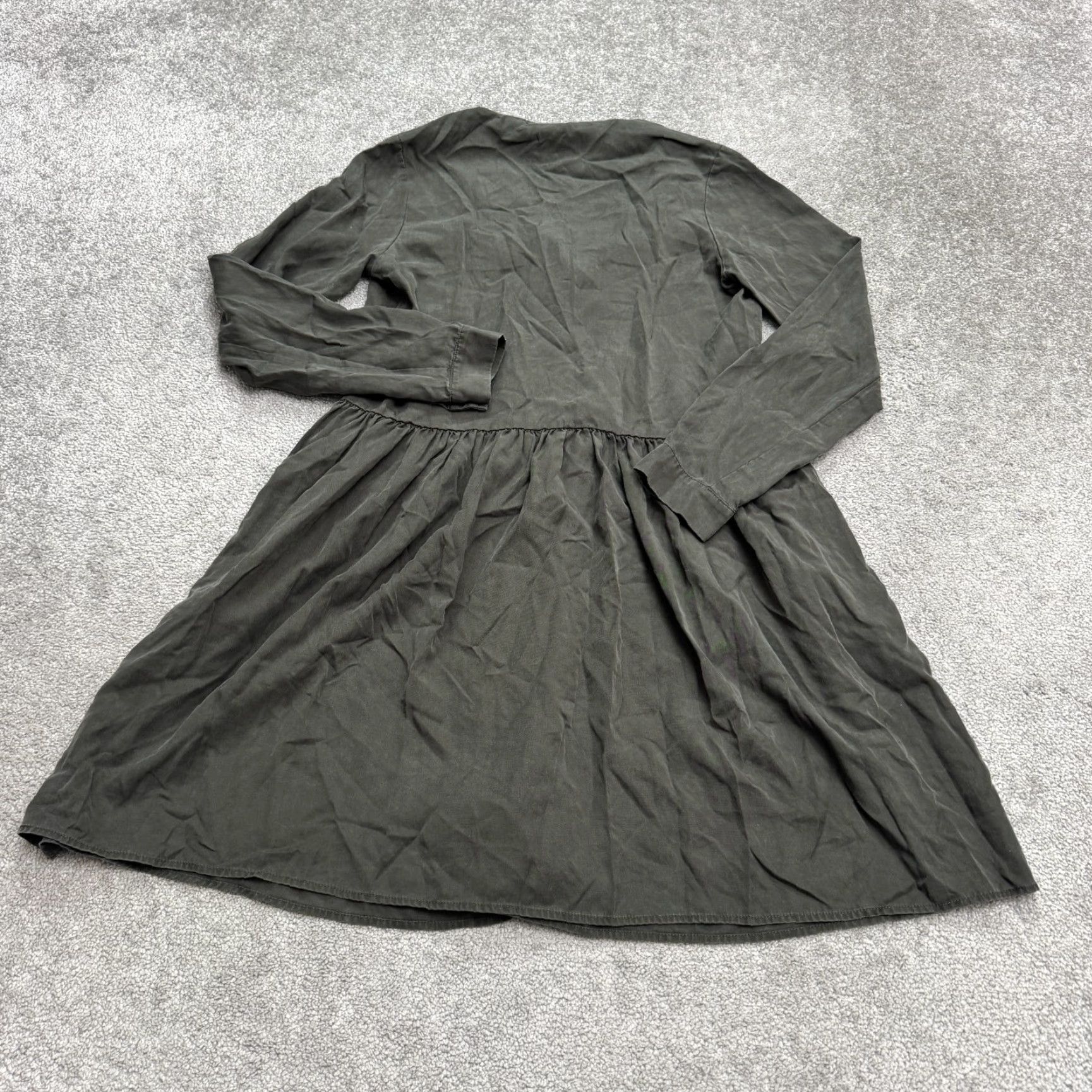 Vintage Ripe Maternity Button Front Collarless Shirt Dress Womens XS Green Long Sleeve Shirt Dress Size XS / US 0-2 / IT 36-38 - 2 Thumbnail