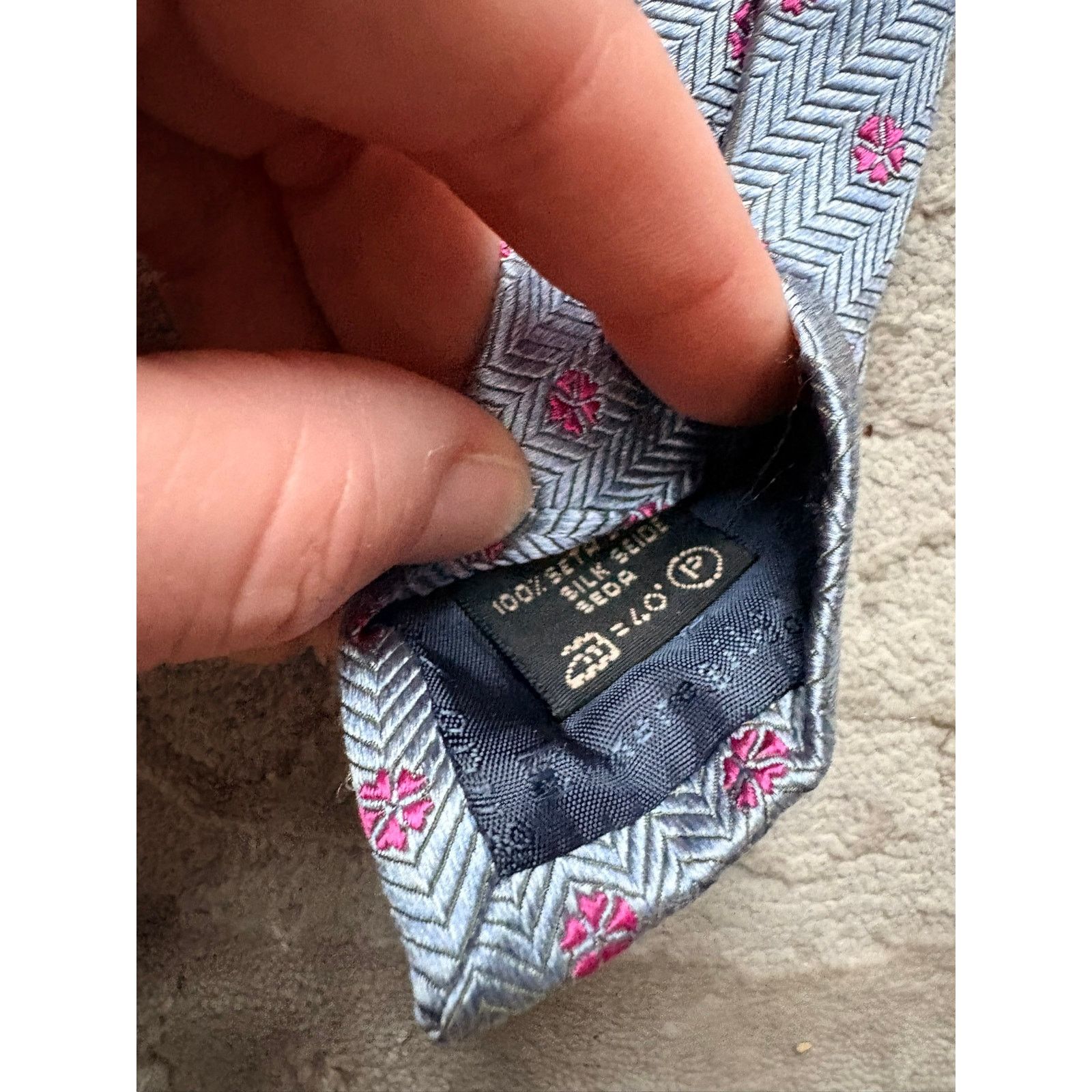 Ermenegildo Zegna Ermenegildo Zegna 100% Silk Tie Blue Pink Herringbone Size ONE SIZE - 4 Thumbnail