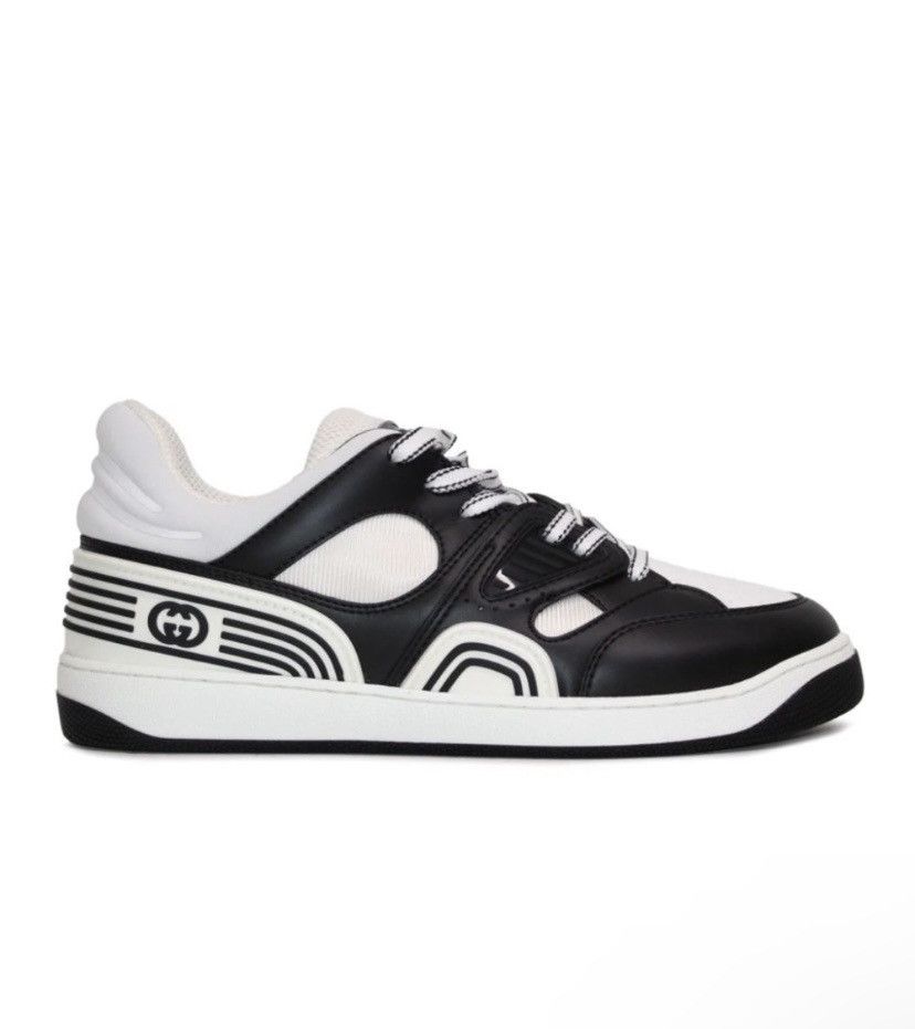 image of Gucci Basket Low-Top Sneakers Black/white, Women's (Size 8.5)