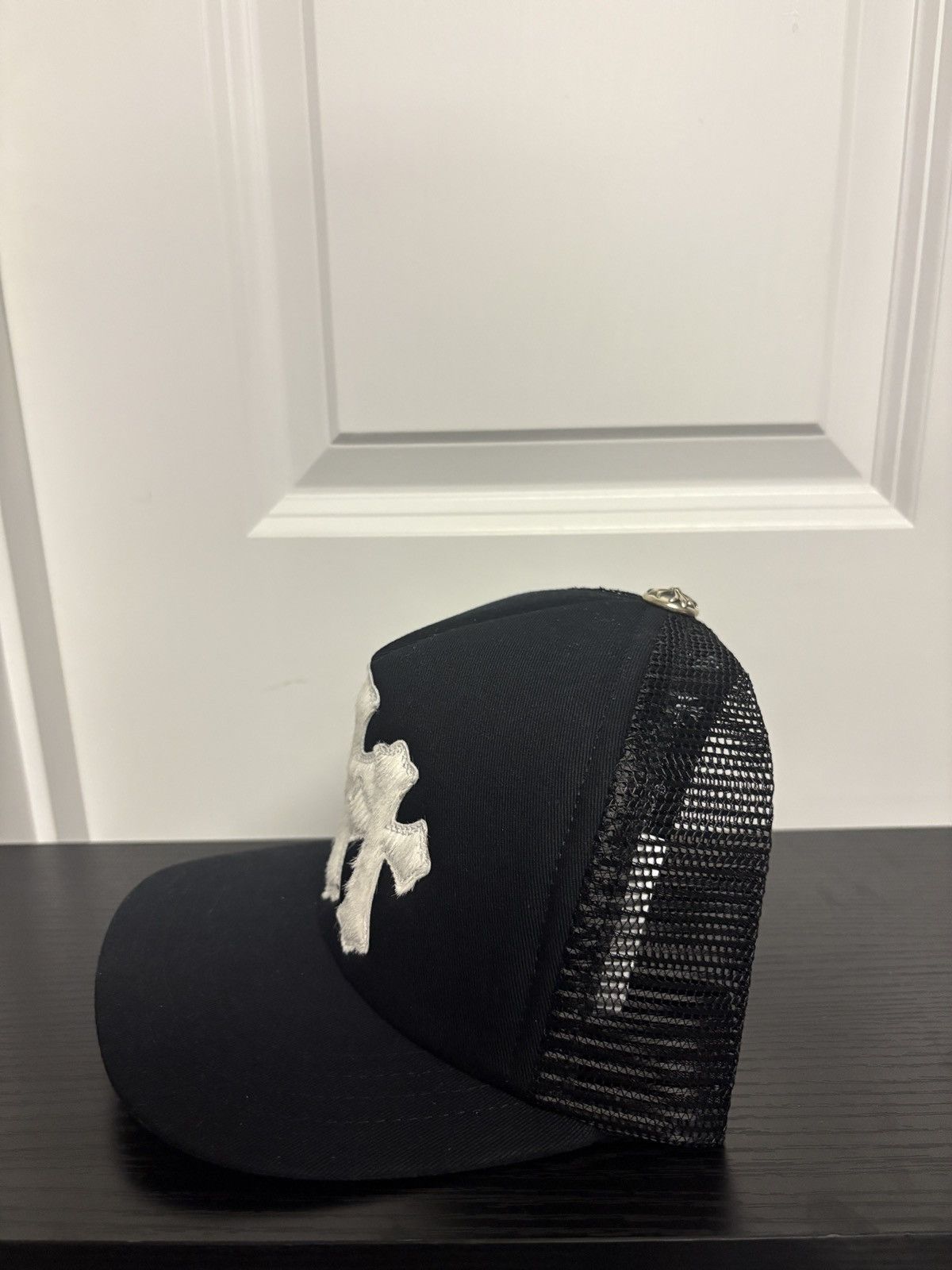 Chrome Hearts Chrome Hearts Cemetery Cross White Calf Hair Hat Size ONE SIZE - 4 Thumbnail