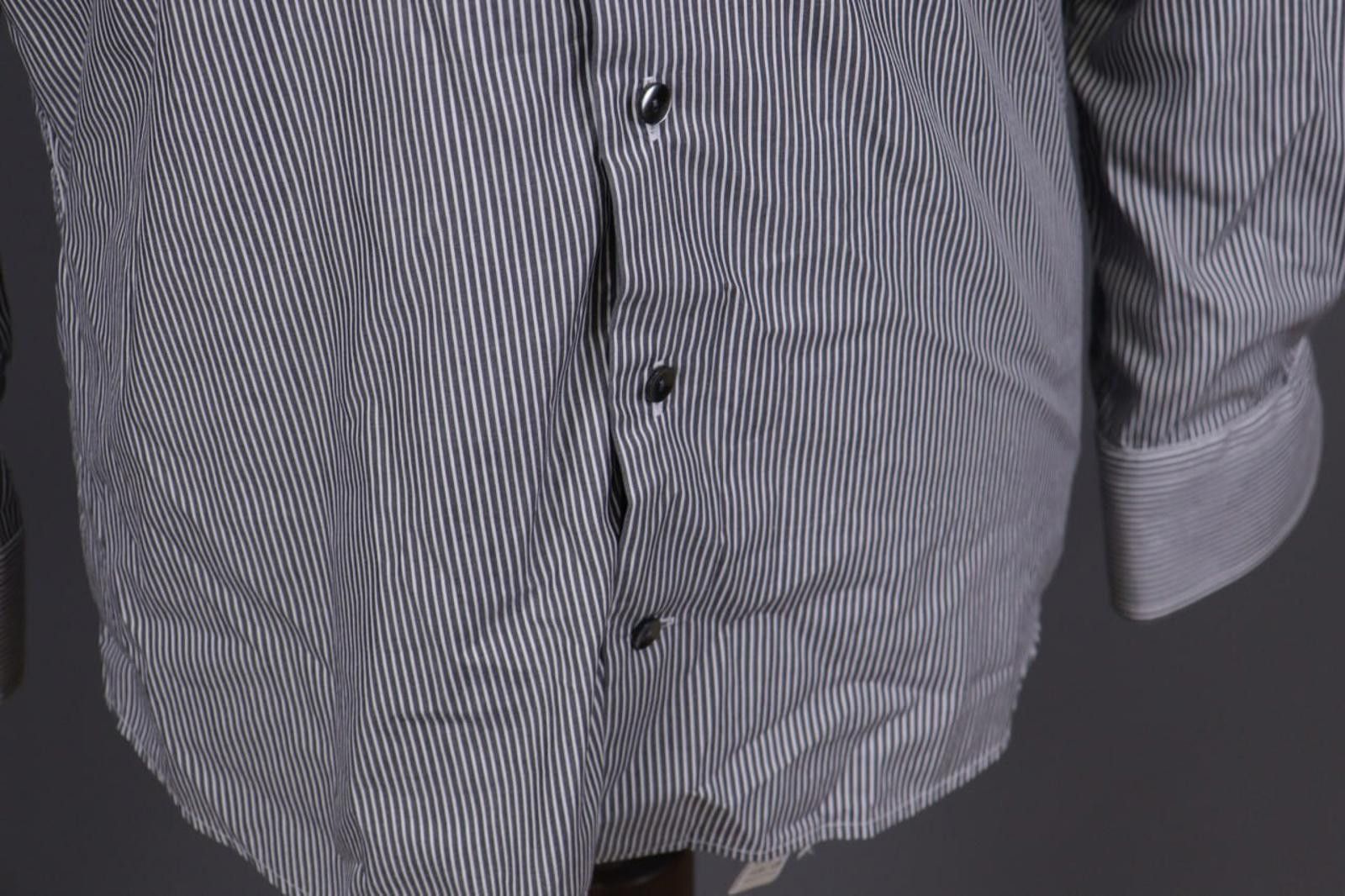 Eton Eton Slim Fit Gray Pinstrie Down Dress Shirt Size 42 / 16 Size US M / EU 48-50 / 2 - 6 Thumbnail
