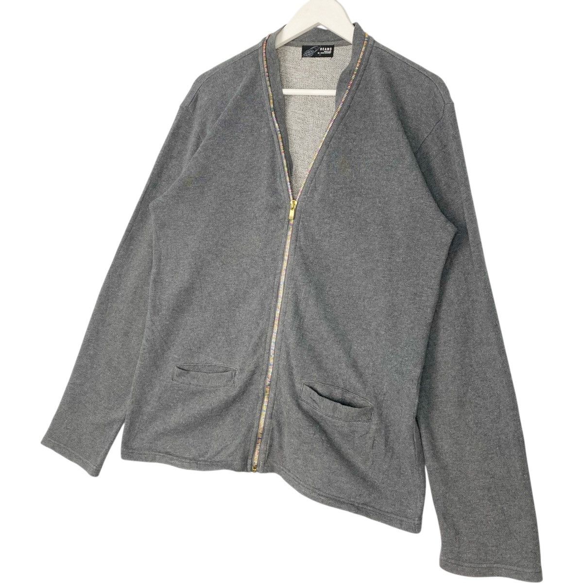 Vintage Vintage Japanese Brand Beams Full Zip Cardigan Sweater Grey Size L / US 10 / IT 46 - 2 Thumbnail