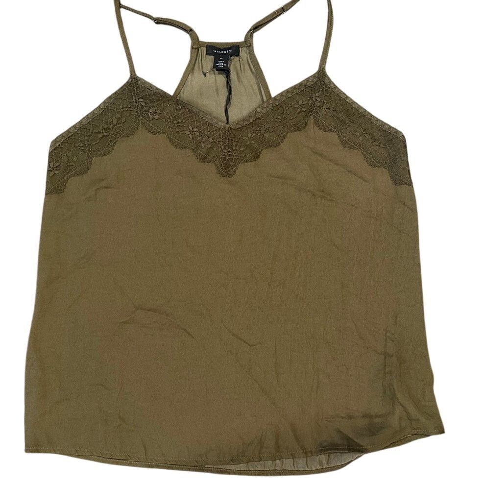 Other Halogen Women's Olive Green Lace Trim Halter Camisole M NWT Size M / US 6-8 / IT 42-44 - 1 Thumbnail