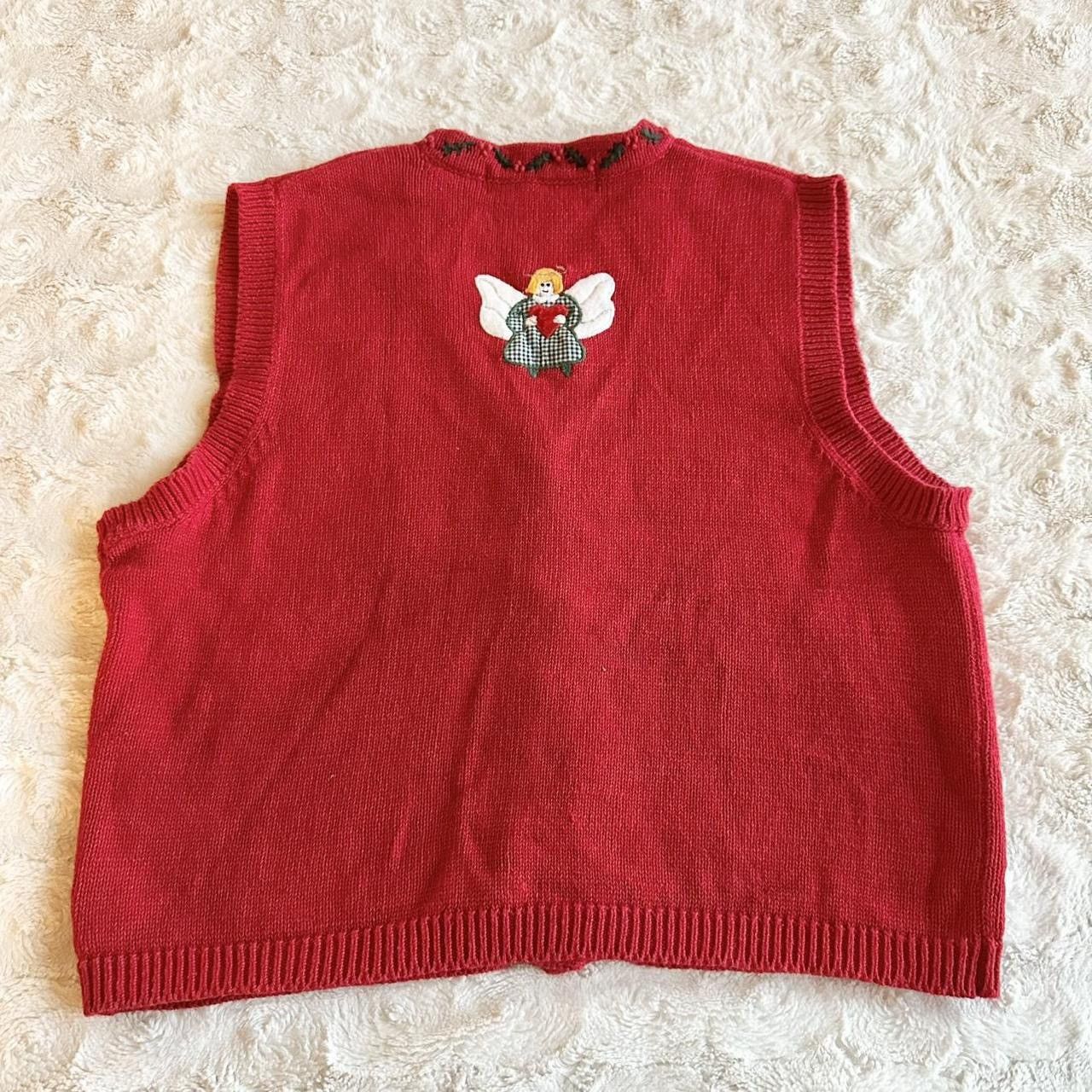Other Vintage Christmas Holiday Sweater Vest Womens XL Red Angel Size M / US 6-8 / IT 42-44 - 2 Thumbnail