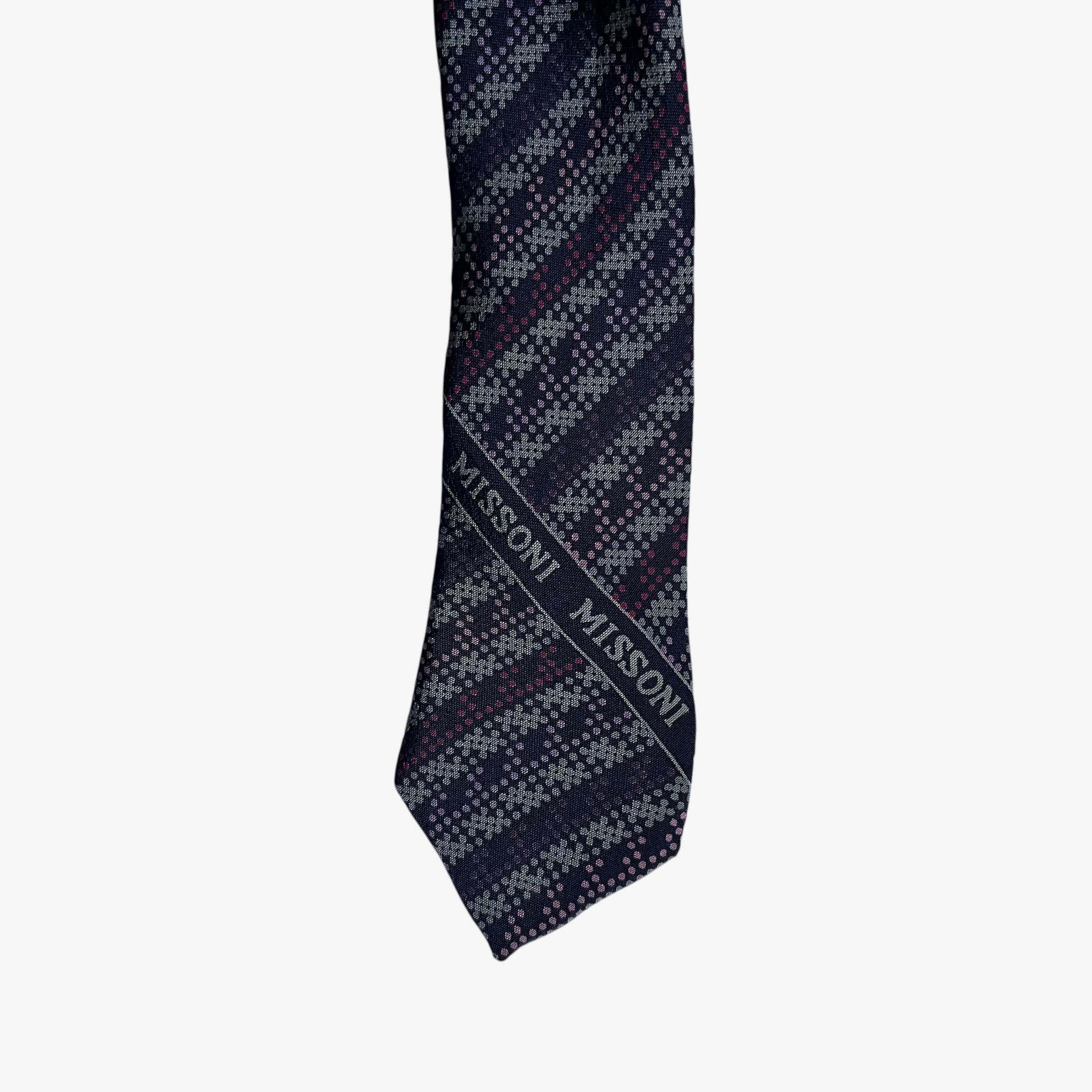Vintage 90s Missoni Abstract Striped Silk Tie