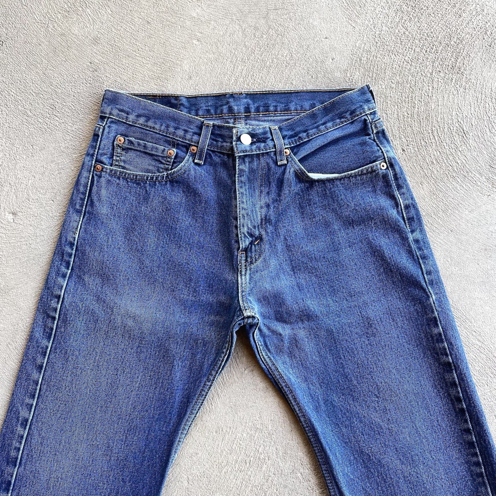 Levi's Levi's 505 Jeans Men 32x30 Blue Denim Dark Wash Solid Straight Zip Regular Inseam 30 Embroidered Logo Size US 32 / EU 48 - 2 Thumbnail