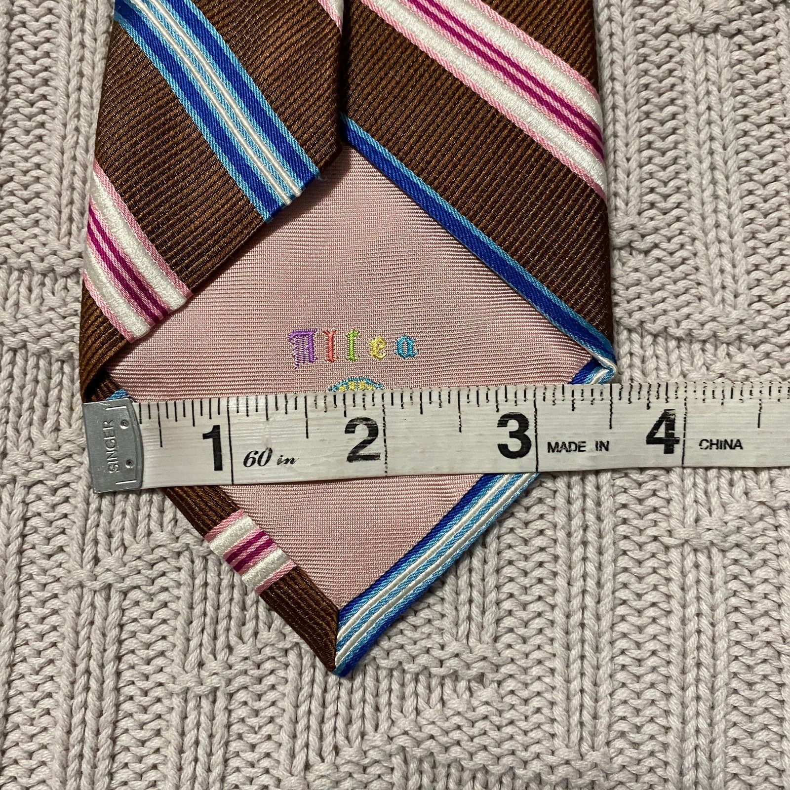 Altea Altea brown stripe hand made Italian silk tie Size ONE SIZE - 5 Thumbnail