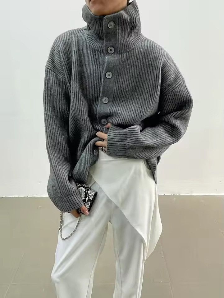 Other Knitted Turtleneck Streetwear Loose Lazy Cardigan Sweater Size US M / EU 48-50 / 2 - 3 Thumbnail