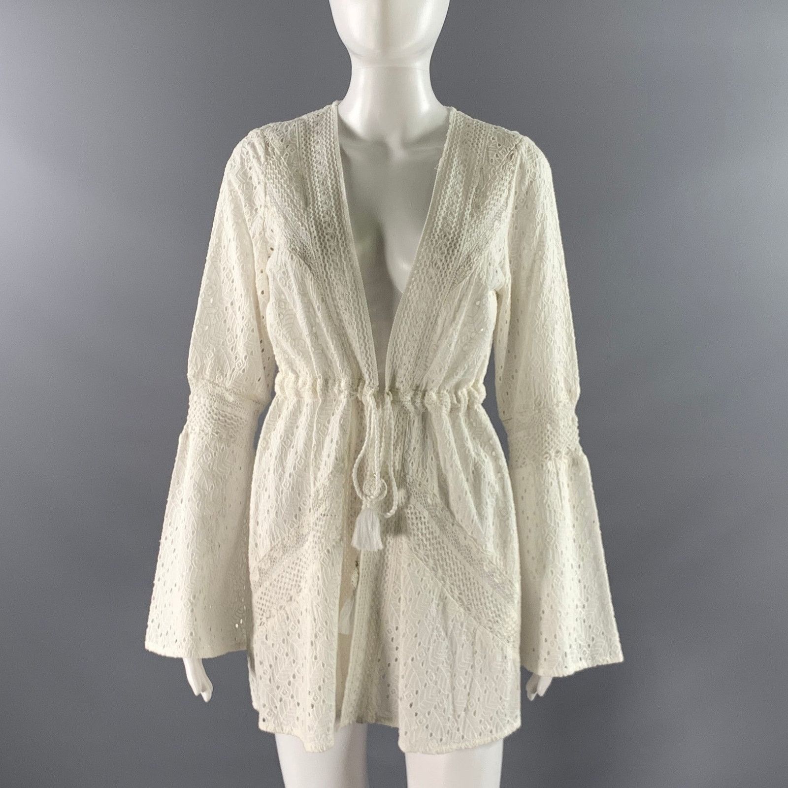 Ramy Brook RAMY BROOK Size S White Cotton Leafs Cardigan Size S / US 4 / IT 40 - 1 Thumbnail